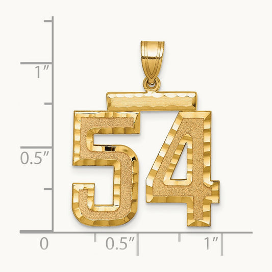 Large Brushed Diamond-cut Number 54 Charm, 14K