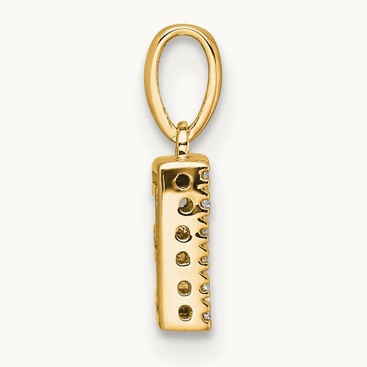 Diamond Initial with Bail Pendant — 14K Yellow Gold, E