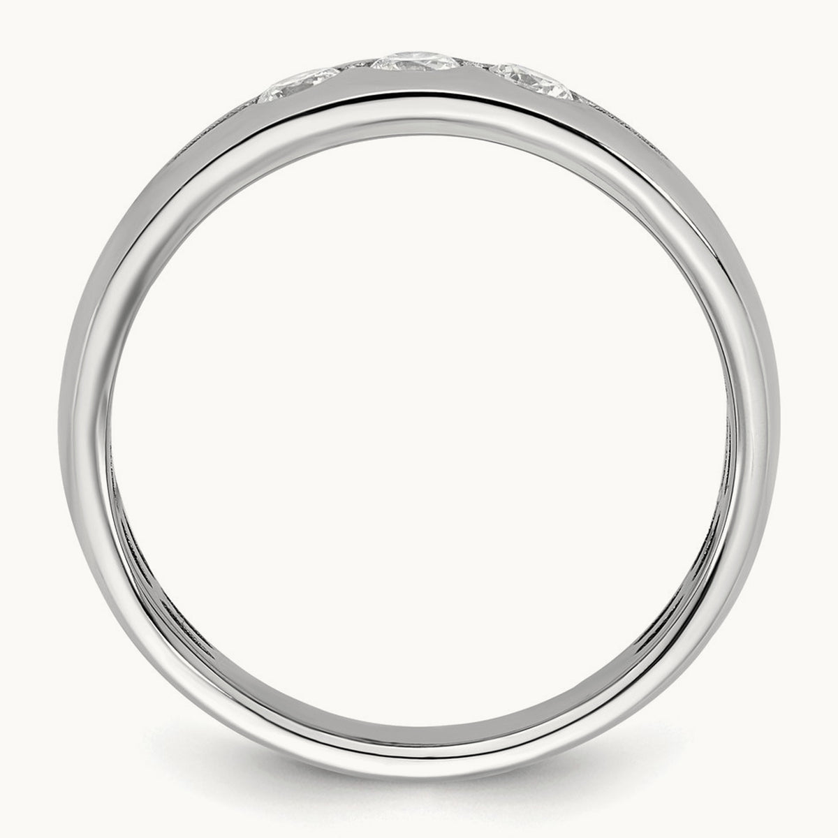 Setting: IB Goodman Men's Polished 3-Stone Diamond Ring Mounting, 14K Gold — 14K White Gold