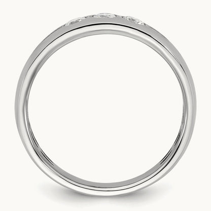 IB Goodman Mens Polished Complete 3-Stone 1/3ct Diamond Ring, 14K White Gold