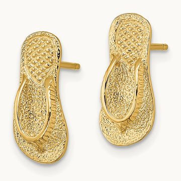 Large Flip-Flop Post Earrings, 14K