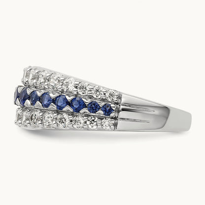Created Sapphire Ring, 1.00 ct tw Lab-Grown Diamond