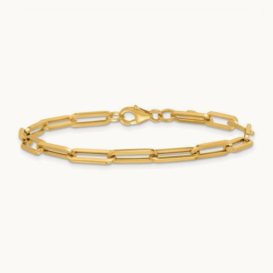 Polished 7.5in Paperclip Link Bracelet, 14K
