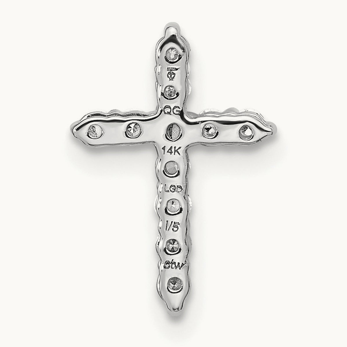 Cross Chain Slide Pendant, 0.20 ct tw Lab-Grown Diamond — 14K White Gold
