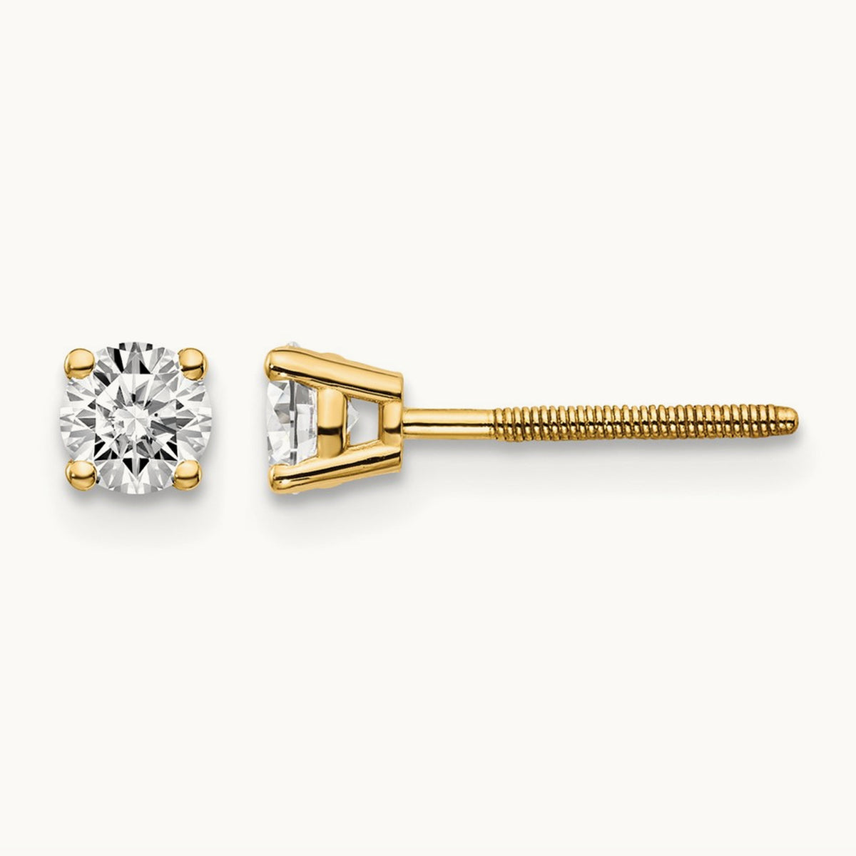 Diamond Stud Thread on/off Post Earrings — 3.8mm