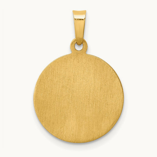 Polished and Satin St Mark Medal Hollow Pendant, 14K