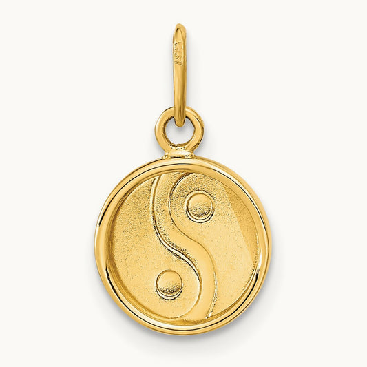 Polished Black/White Enamel Yin and Yang Pendant, 14K