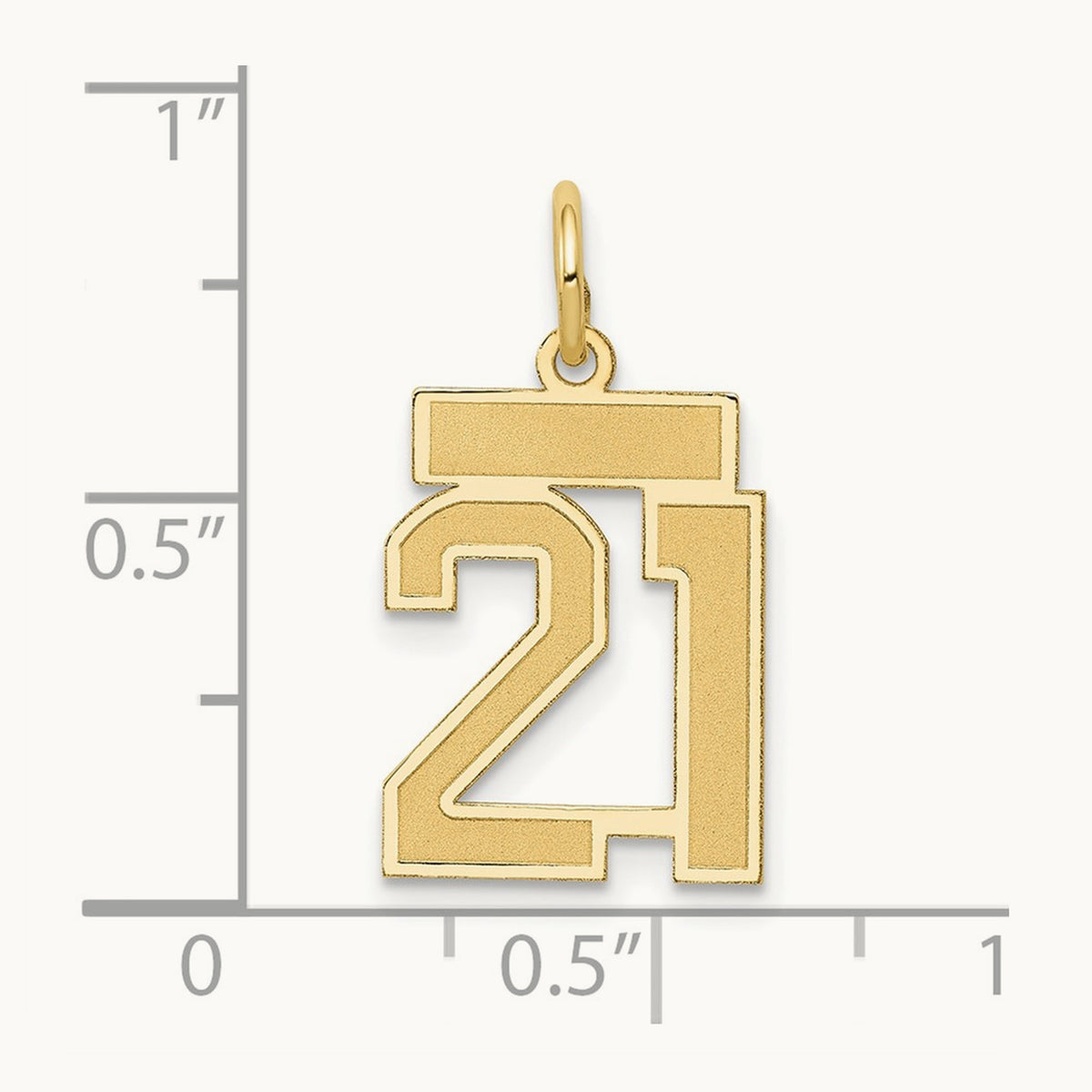 Small Satin Number 21 Charm — 14K Yellow Gold