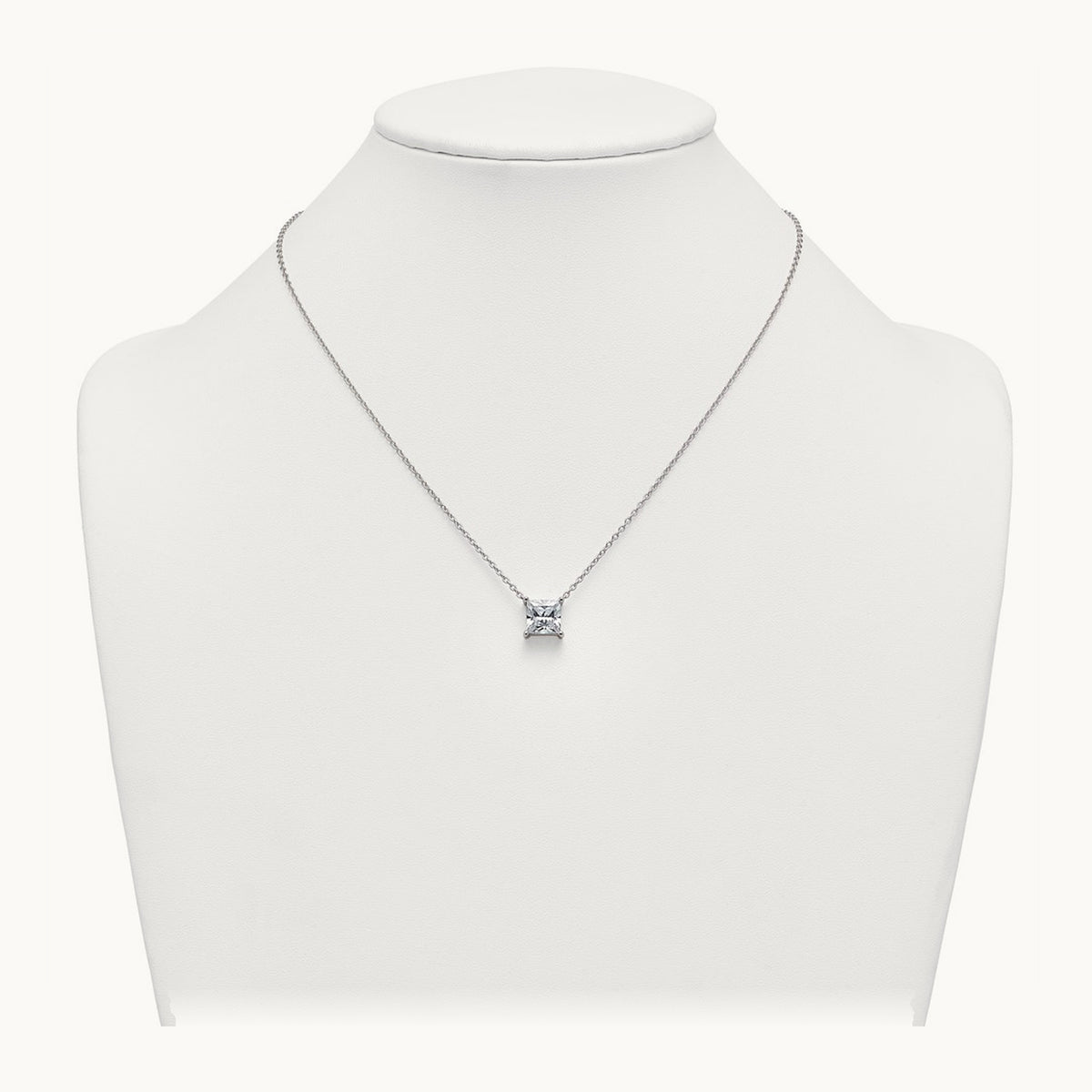Princess Pendant Necklace, 0.25-4.00 ct tw Lab-Grown Diamond — 4 ct, 14K White Gold