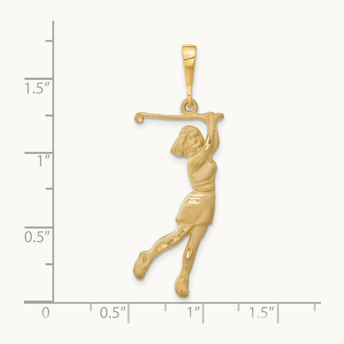 Female Golfer Pendant, 14K