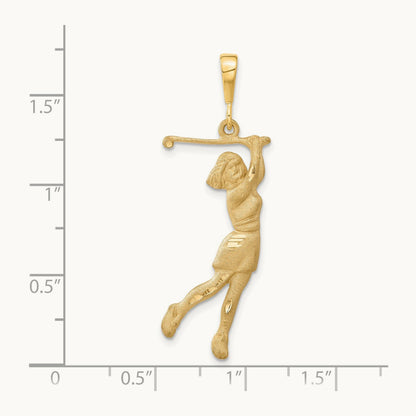 Female Golfer Pendant, 14K