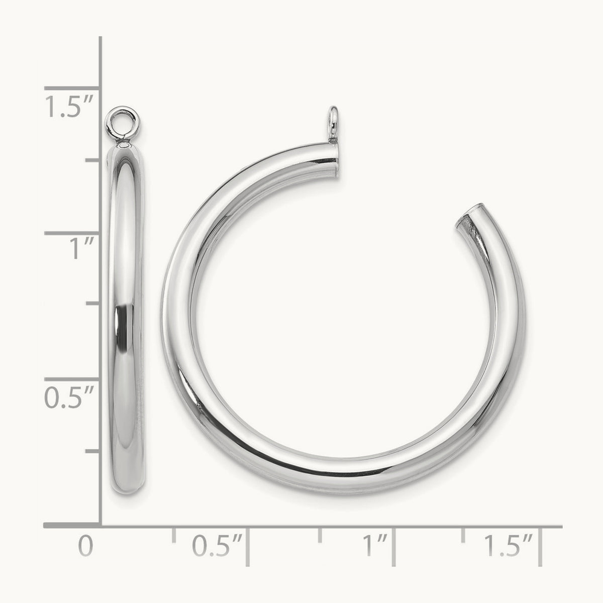 Polished Tube Hoop Earring Jackets — 14K White Gold, 30mm