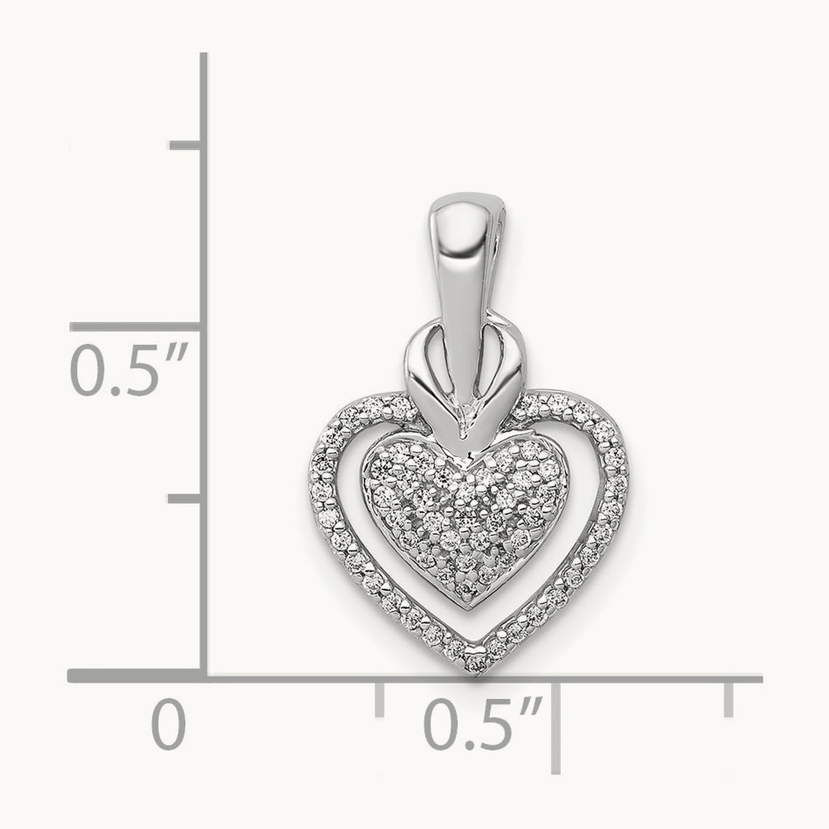 1/5ct. Diamond Fancy Double Heart Chain Slide, 14K White Gold