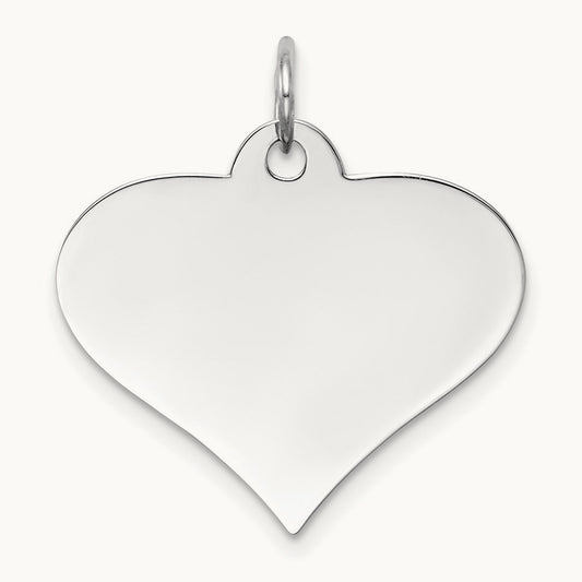 Plain .035 Gauge Engraveable Heart Disc Charm — 14K White Gold