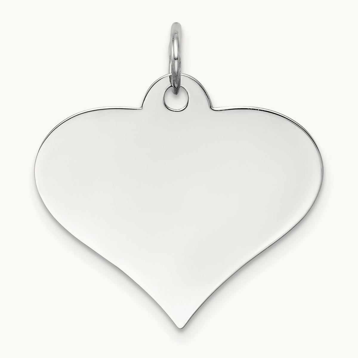 Plain .027 Gauge Engraveable Heart Disc Charm — 14K White Gold, 22mm
