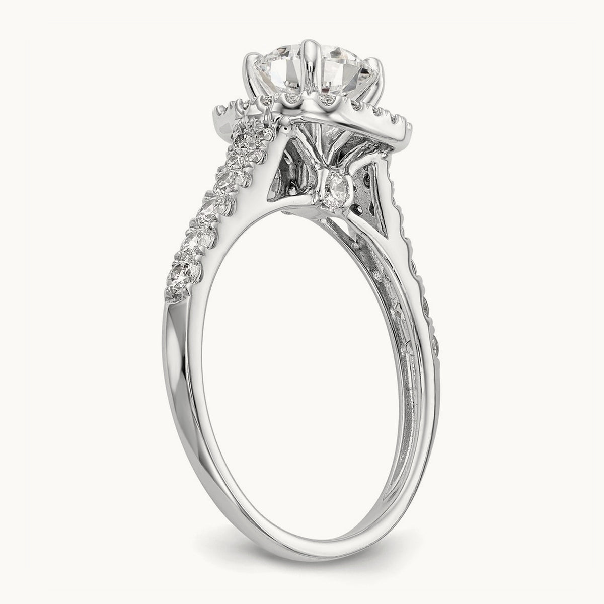 Semi-Mount Halo Peg Set Engagement Ring, 0.50 ct tw Lab-Grown Diamond