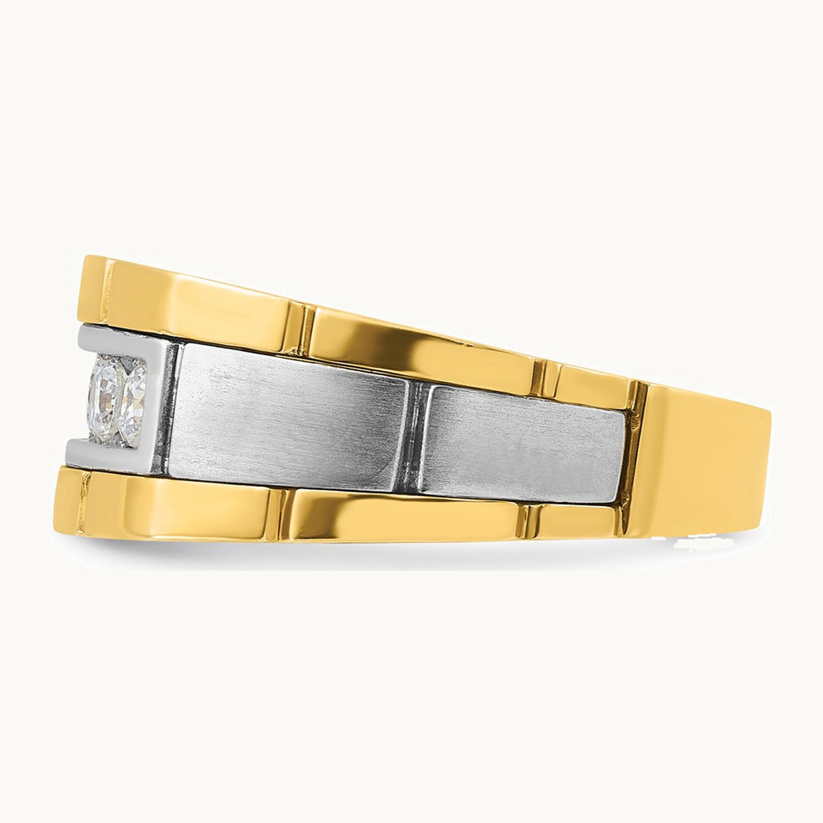 IBGoodman 14K Two-tone Men's Polished and Satin 5-Stone 1/2 Carat AA Quality Diamond Ring