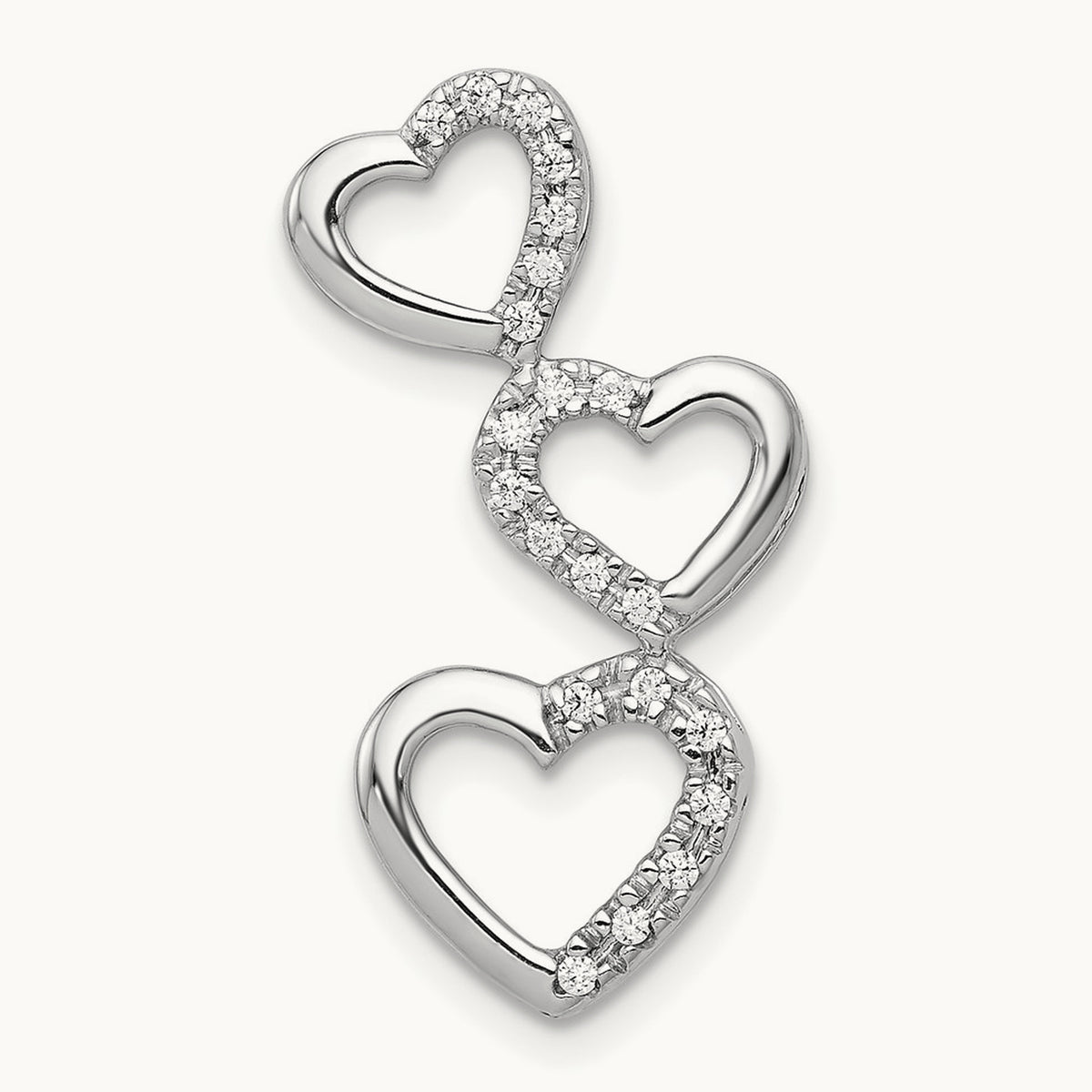 Triple Heart Chain Slide, 0.10 ct tw Lab-Grown Diamond