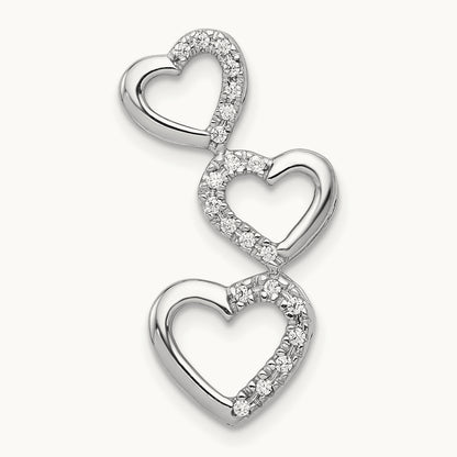 Triple Heart Chain Slide, 0.10 ct tw Lab-Grown Diamond