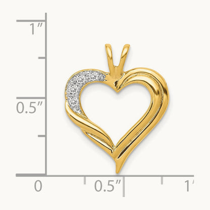 Diamond Fancy Heart Pendant — 14K Yellow Gold