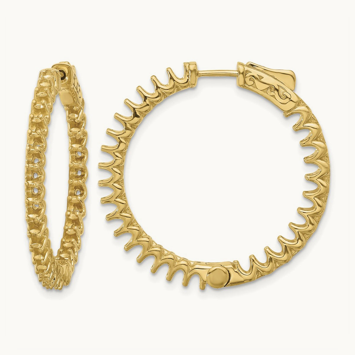 2.9ct 58- In/Out Hoop w/ Safety Clasp Earring Mountings, 2.3mm, 14K