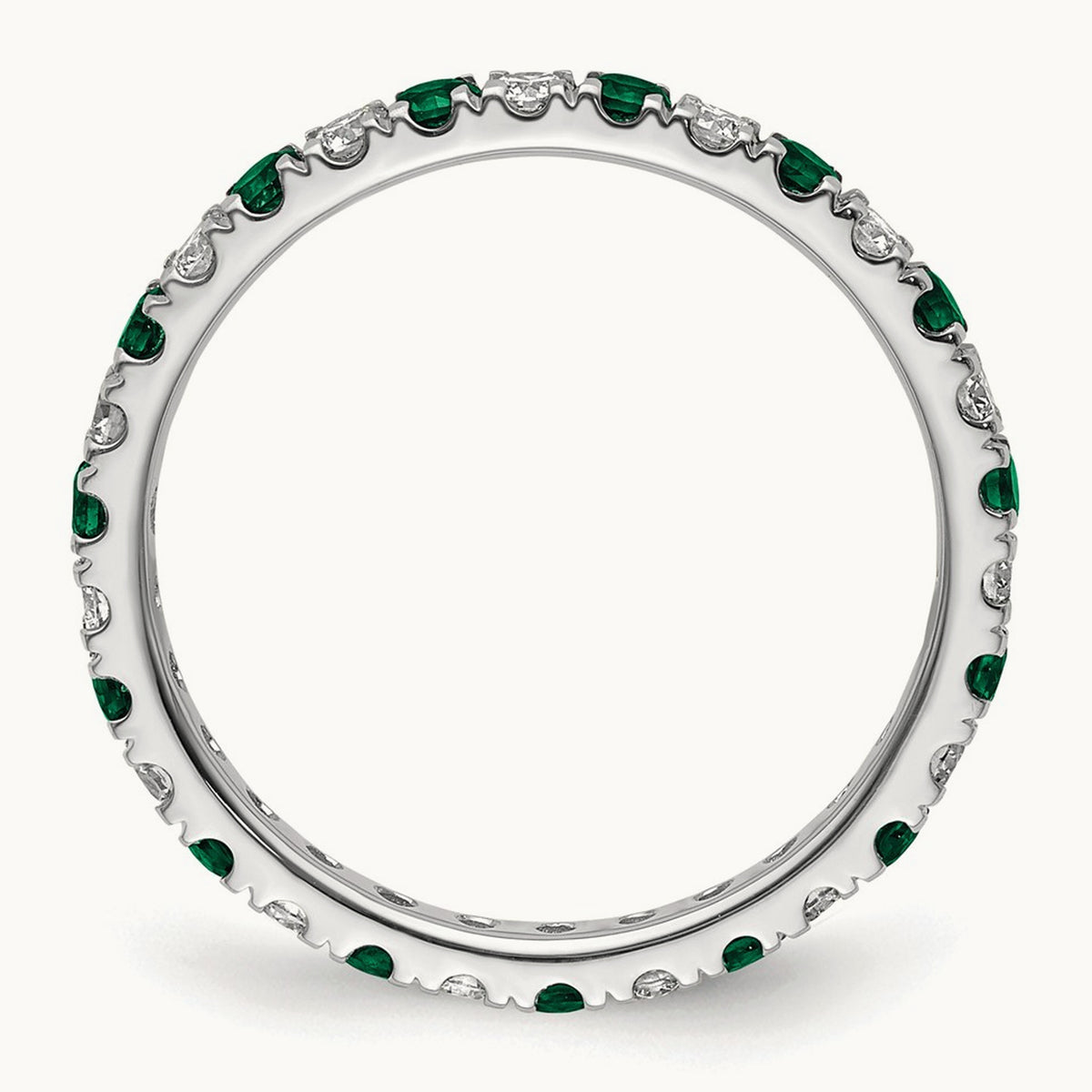 Created Emerald Eternity Band, 0.25-0.50 ct tw Lab-Grown Diamond — 14K White Gold