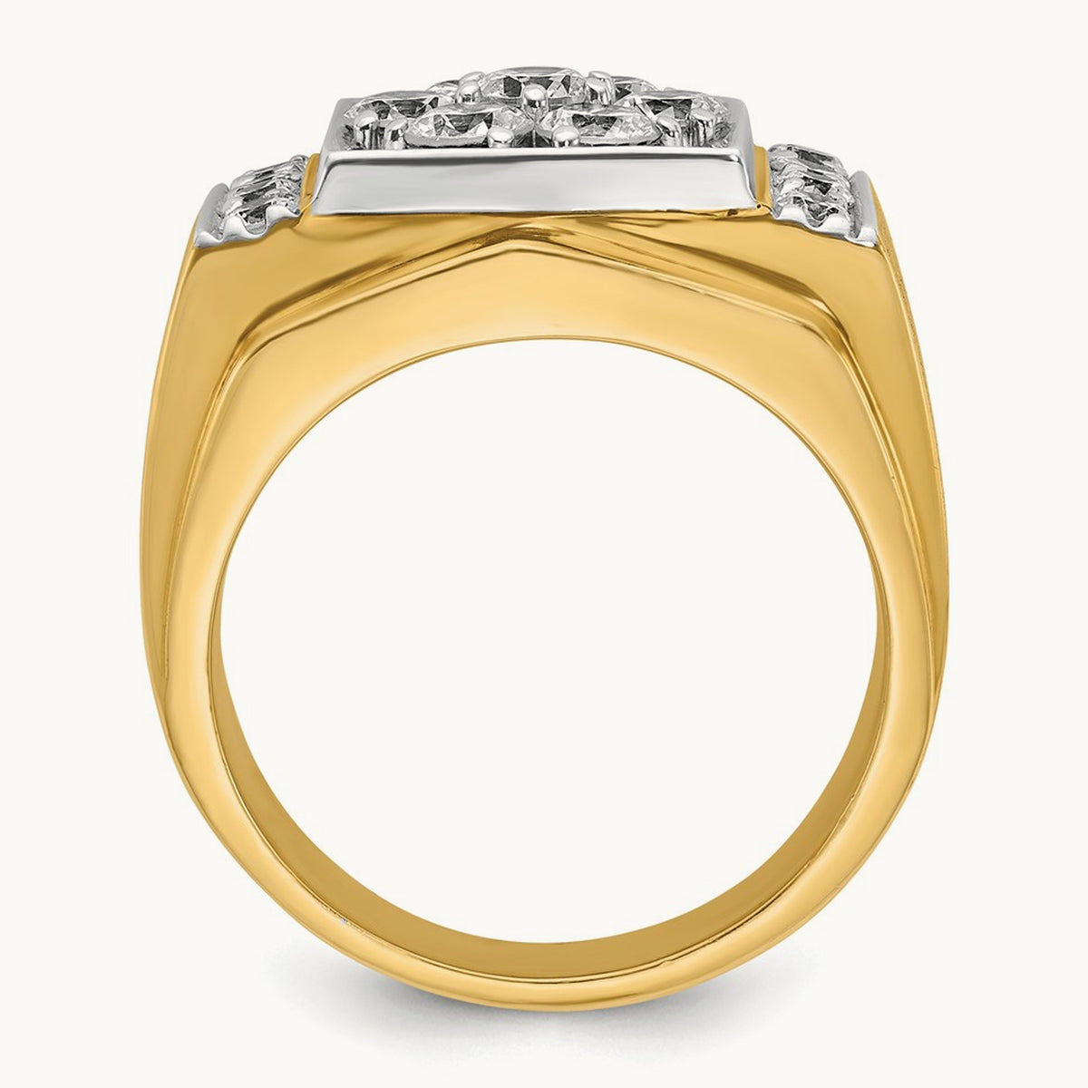 IBGoodman Men's Polished and Satin Diamond Cluster Ring, 14K Two-tone