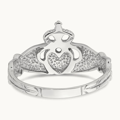Polished Claddagh Ring, 14K White Gold
