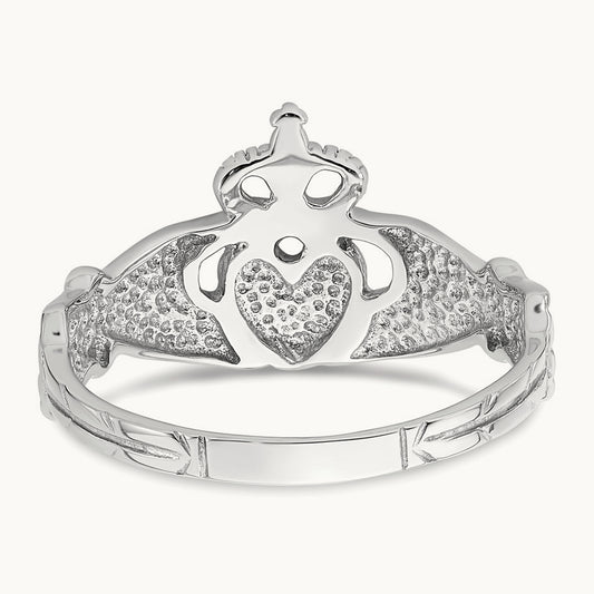 Polished Claddagh Ring, 14K White Gold