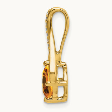 Citrine and Diamond Pendant — 14K Yellow Gold
