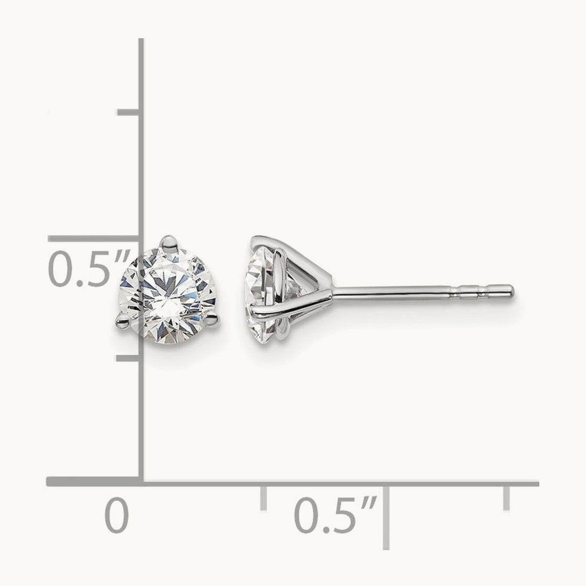 Round Stud Earrings, 0.10-6.00 ct tw Lab-Grown Diamond — 1 ct, 14K White Gold