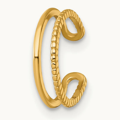 Polished and Textured Single Ear Cuff, 14K