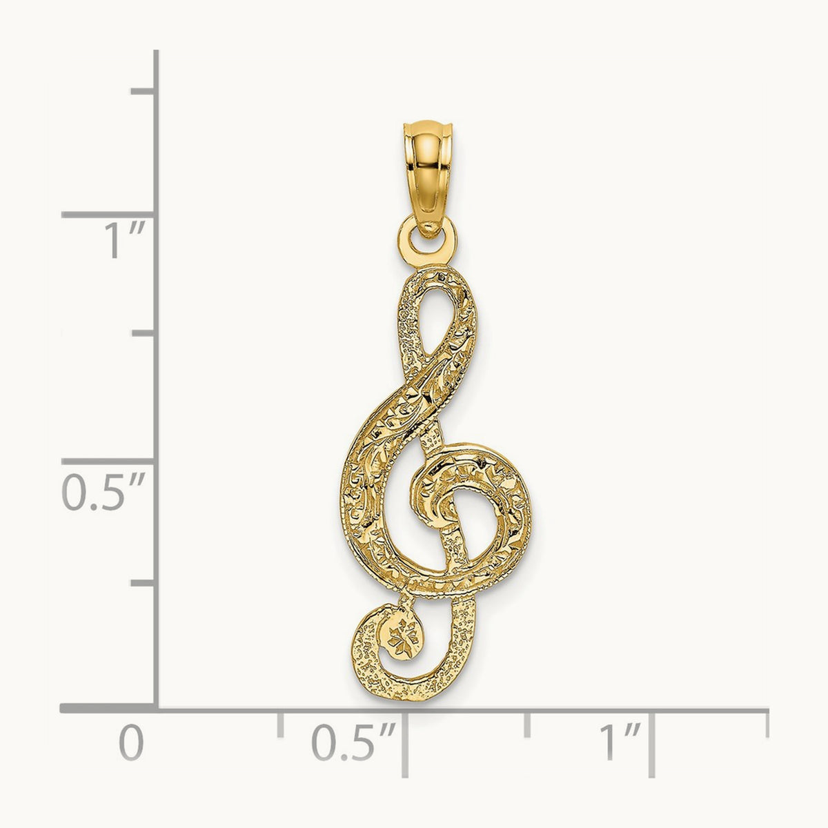 Treble Clef Charm — 14K Yellow Gold, 29.34mm