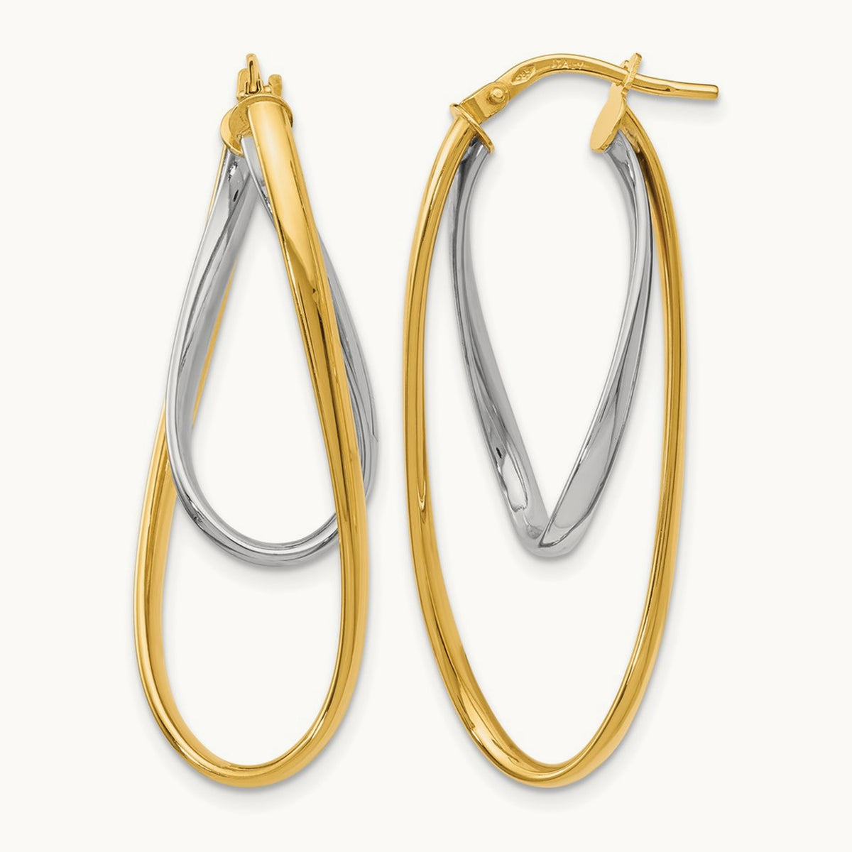 Polished Hoop Earrings, 14K Two-tone — Leslie's