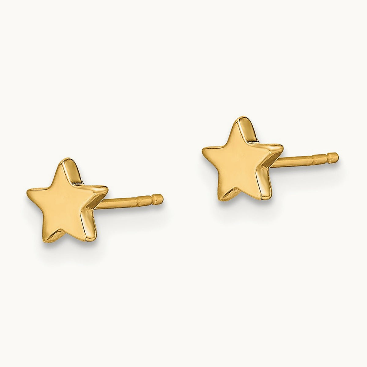Polished Star Post Earrings — 14K Yellow Gold