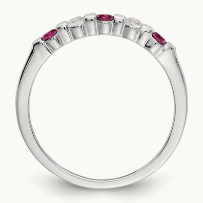 Diamond w/Ruby Band, 14K White Gold