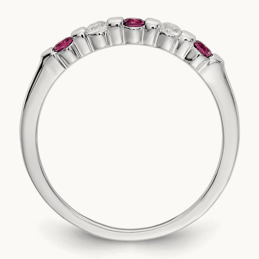 Diamond w/Ruby Band, 14K White Gold
