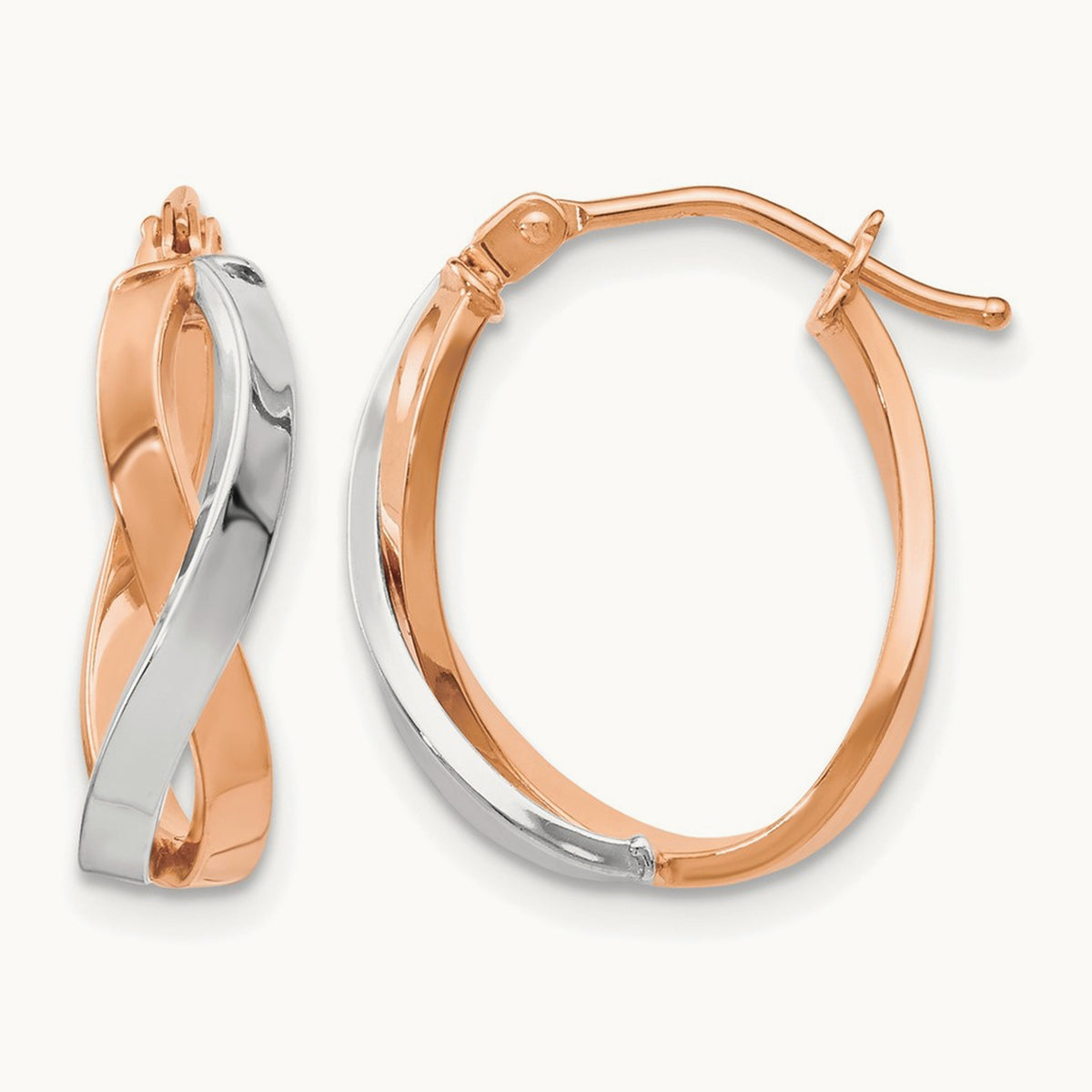 w/ White RH and Rose Gold-Plat Polished Bypass Hoop Earrings, 14K — Leslie's