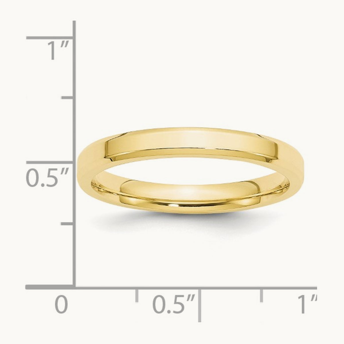 Bevel Edge Comfort Fit Band, 3mm, 10K Yellow Gold