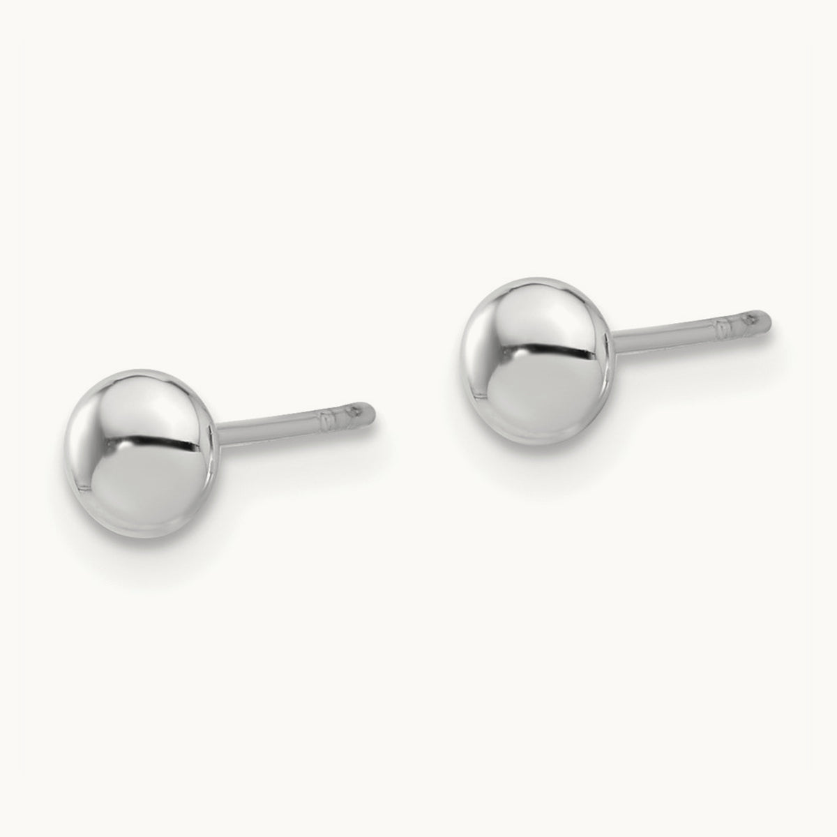 Polished Button Post Earrings — 14K White Gold, 4.5mm