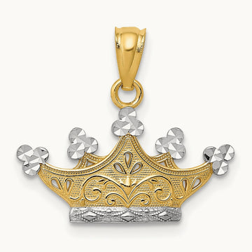 Crown Pendant, 14K with Rhodium