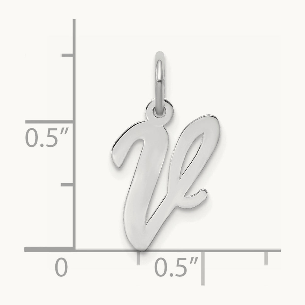Medium Script Initial Charm — 14K White Gold, V