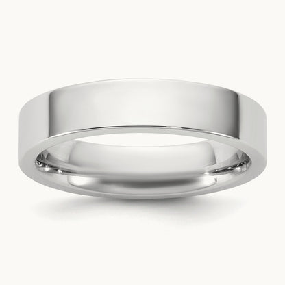 Standard Flat Comfort Fit Band, 4.5mm, 10K White Gold