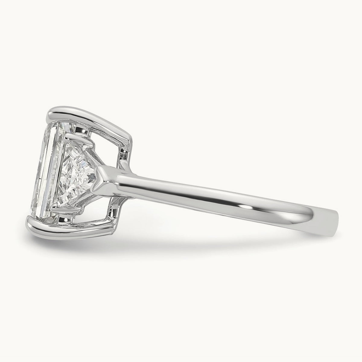 Radiant & Triangle Engagement Ring, 1.25-3.50 ct tw Lab-Grown Diamond — 3 5/8 ct, 14K White Gold