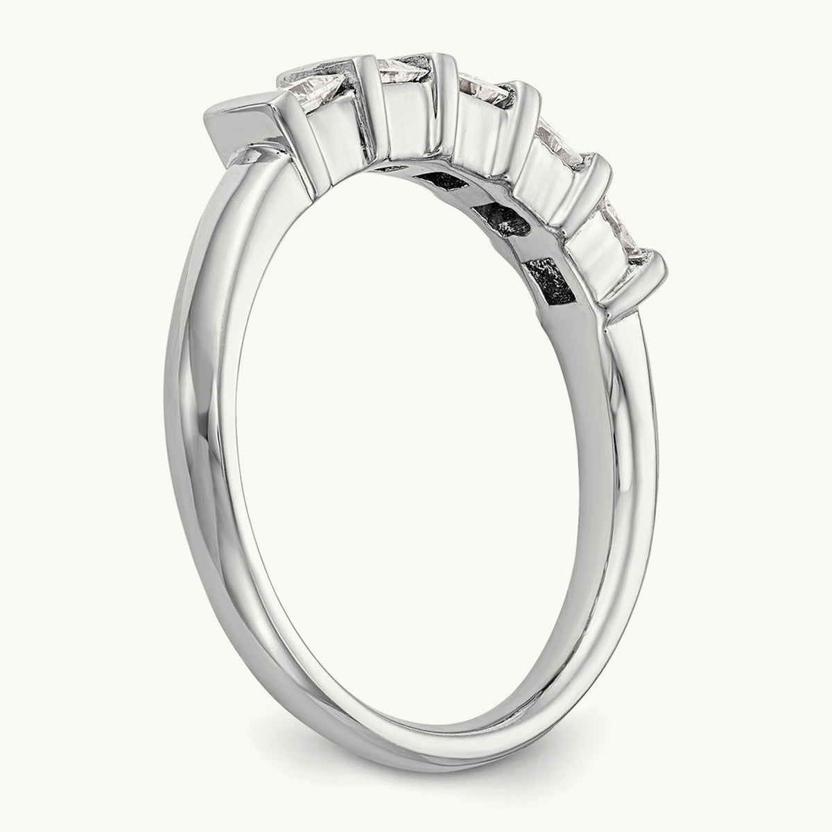 Bar-Set Princess-Cut 5-Stone Band — 7/8 ct, 7