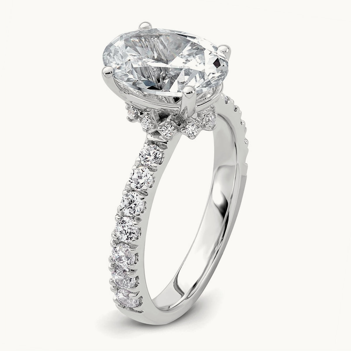 Oval Semi-Mount Solitaire Engagement Ring, 0.25-0.50 ct tw Lab-Grown Diamond — 5/8 ct, VS/SI (Great), 14K White Gold