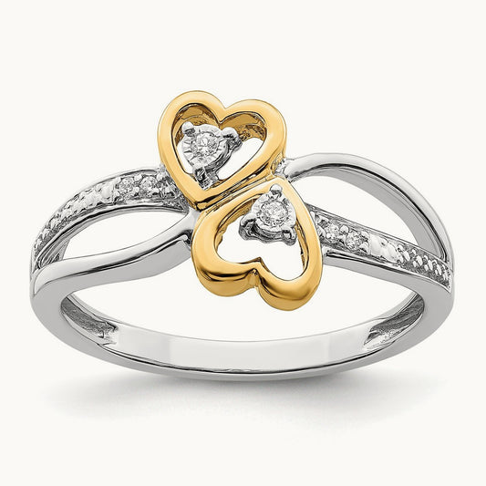 Polished Double Heart Diamond Ring — photo set