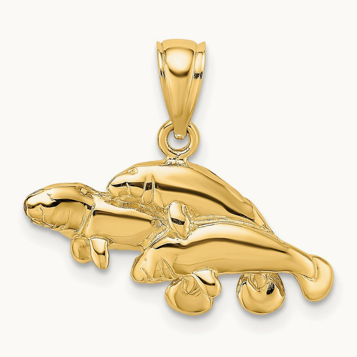 Polished Triple Manatee Charm, 14K