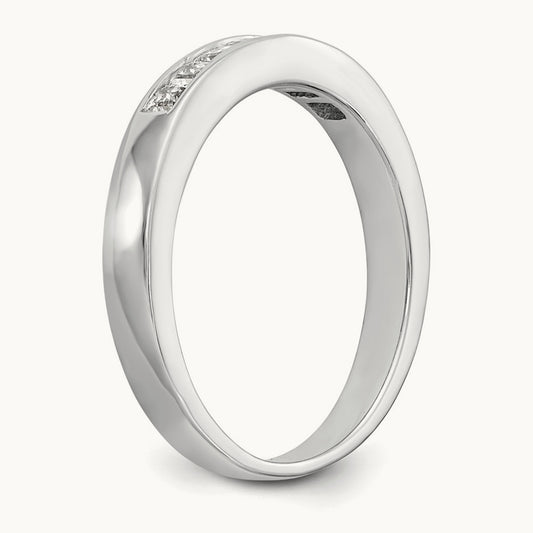 7-Stone Diamond Channel Band, 14K White Gold