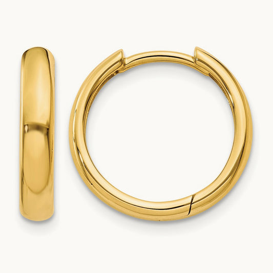 Round Hinged Hoop Earrings, 14K